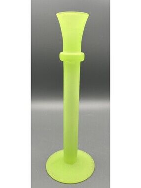 LSA 10” Lime Green Satin Glass Solifleur Bud Vase Handmade Poland Narrow Column